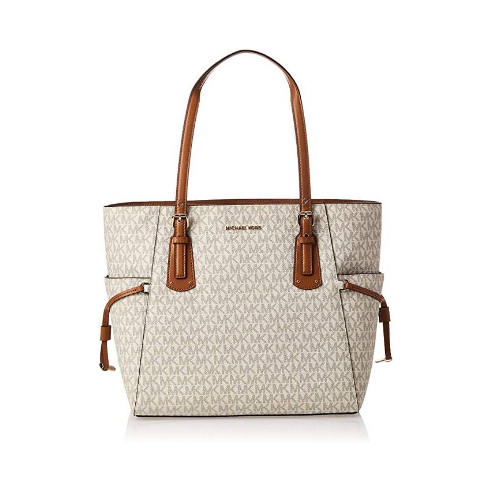 MICHAEL KORS VOYAGER EAST/WEST SIGNATURE TOTE, VANILLA image